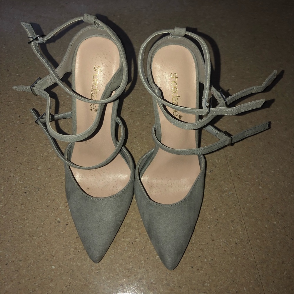 Grey suede heels